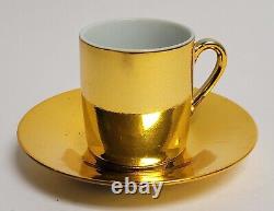 MCM Vintage 24K Gold Porcelain Demitasse Cup & Saucer Paper Label Made in Japan