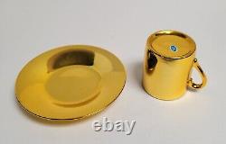 MCM Vintage 24K Gold Porcelain Demitasse Cup & Saucer Paper Label Made in Japan