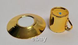 MCM Vintage 24K Gold Porcelain Demitasse Cup & Saucer Paper Label Made in Japan