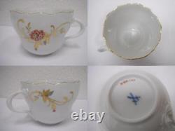 MEISSEN #104 67 Gold Types Of Flower Cups Saucers Set