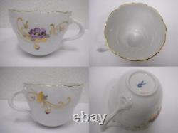 MEISSEN #104 67 Gold Types Of Flower Cups Saucers Set