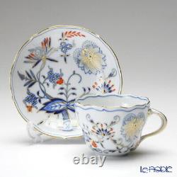 MEISSEN #45 Blue Onion Red Gold 800117 00582 Coffee Cup Saucer
