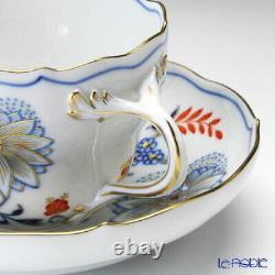MEISSEN #45 Blue Onion Red Gold 800117 00582 Coffee Cup Saucer
