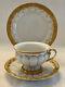 Meissen Gold & White Coffee Tea Cup Saucer & Salad Plate Set Trio Germany