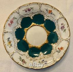 MEISSEN GOLD WHITE GREEN Coffee TEA CUP SAUCER & SALAD PLATE Set Trio Germany