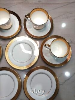 MIKASA HARROW Bone China Gold Rim 15 pcs CUPS/SAUCERS/PLATES, REPLACEMENTS EUC