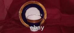 MINTONS EST. 1793 ENGLAD 6 COBALT BLUE&GOLD ENCRUSTED DEMITASSE CUPS and SAUCERS