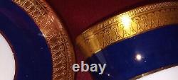 MINTONS EST. 1793 ENGLAD 6 COBALT BLUE&GOLD ENCRUSTED DEMITASSE CUPS and SAUCERS