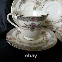 MINTON PERSIAN ROSE PATTERN 4 CUPS & 5 SAUCERS SETS Cup 3 Gold Trim MINT COND