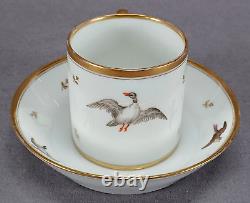 M Pigory Chantilly French Hand Painted Birds Gold Coffee Cup & Saucer C1803-1817