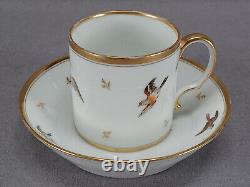 M Pigory Chantilly French Hand Painted Birds Gold Coffee Cup & Saucer C1803-1817