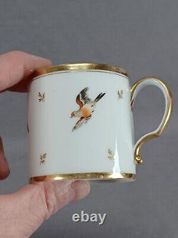 M Pigory Chantilly French Hand Painted Birds Gold Coffee Cup & Saucer C1803-1817