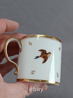 M Pigory Chantilly French Hand Painted Birds Gold Coffee Cup & Saucer C1803-1817