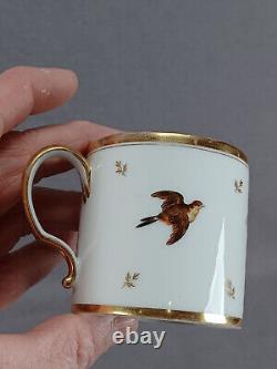 M Pigory Chantilly French Hand Painted Birds Gold Coffee Cup & Saucer C1803-1817