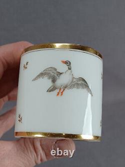 M Pigory Chantilly French Hand Painted Birds Gold Coffee Cup & Saucer C1803-1817