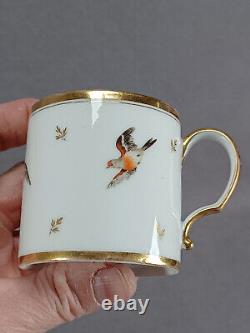 M Pigory Chantilly French Hand Painted Birds Gold Coffee Cup & Saucer C1803-1817