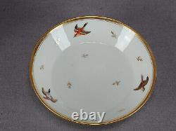 M Pigory Chantilly French Hand Painted Birds Gold Coffee Cup & Saucer C1803-1817