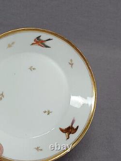 M Pigory Chantilly French Hand Painted Birds Gold Coffee Cup & Saucer C1803-1817