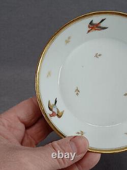 M Pigory Chantilly French Hand Painted Birds Gold Coffee Cup & Saucer C1803-1817