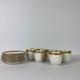 M Redon Limoges Demitasse Cups Saucers Set 7 White Gold Link Chain Trim France
