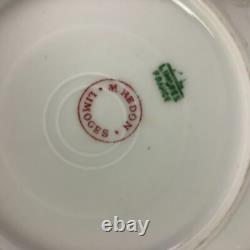 M Redon Limoges Demitasse Cups Saucers Set 7 White Gold Link Chain Trim France