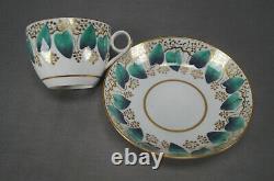 Machin Pattern 148 Green Leaves & Gold Tea Cup & Saucer Circa 1800-1815 A