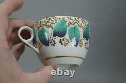 Machin Pattern 148 Green Leaves & Gold Tea Cup & Saucer Circa 1800-1815 A