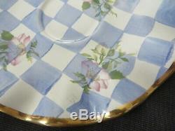 Mackenzie Childs Honeymoon Blue Check Morning Glory Cup & Saucer Gold Trim