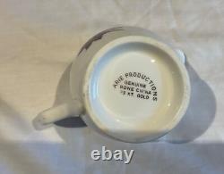 Marie Productions Teacup & Saucer Set Purple Clematis Bone China 22CT Gold Marie Productions Teacup & Saucer Set Purple Clematis Bone China 22CT Gold