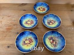 Marquis Fine China Handpainted And Carat Gold Set Of Five Tea Cups And Saucers