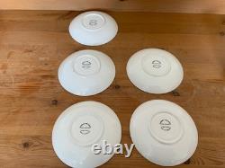 Marquis Fine China Handpainted And Carat Gold Set Of Five Tea Cups And Saucers