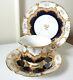 Meissen B-form Royal Blue/gold Withflowers Cup/saucer/plate Trio Mint/unused