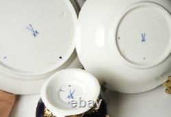 Meissen B-FORM Royal Blue/Gold withFlowers Cup/Saucer/Plate TRIO Mint/Unused