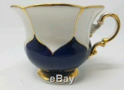 Meissen B Form Cobalt Blue and Gold Oversized Tea Cup & Saucer