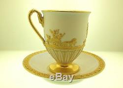 Meissen C. 1825 Gilded Cup & Saucer With Cherubs And Figures Rare- Museum Piece