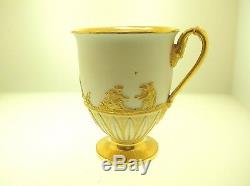 Meissen C. 1825 Gilded Cup & Saucer With Cherubs And Figures Rare- Museum Piece