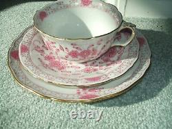 Meissen Cup, Saucer & Plate Set Pink Indian Flower Pattern