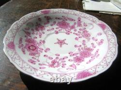 Meissen Cup, Saucer & Plate Set Pink Indian Flower Pattern