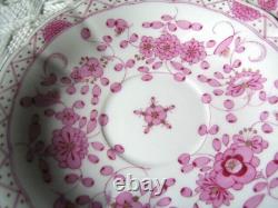 Meissen Cup, Saucer & Plate Set Pink Indian Flower Pattern