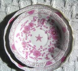 Meissen Cup, Saucer & Plate Set Pink Indian Flower Pattern