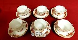 Meissen Cup & Saucer -Red Dragon Pattern with Gilded Trim -3.25D Set of 6-MINT