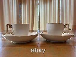 Meissen Cups and Saucers Espresso Coffee, Golden Stripe. Antique