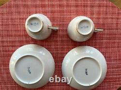 Meissen Cups and Saucers Espresso Coffee, Golden Stripe. Antique