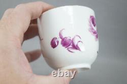 Meissen Dot Period Hand Painted Puce Rose & Gold Coffee Cup & Saucer C. 1763-1774
