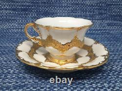 Meissen Gold Encrusted Scalloped Cup Saucer Set Germany Pattern MSS9999 EUC