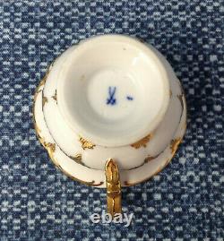 Meissen Gold Encrusted Scalloped Cup Saucer Set Germany Pattern MSS9999 EUC