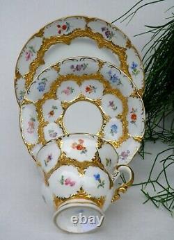 Meissen Golden Baroque Tea Cup, Saucer and Dessert Plate