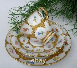 Meissen Golden Baroque Tea Cup, Saucer and Dessert Plate