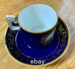 Meissen Große Tasse Schloßansicht Und Figuren Kobaltblau Fond Cup Saucer 1. Wahl