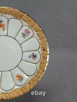 Meissen Hand Painted Floral & Gold X-Form Demitasse Cup & Saucer B